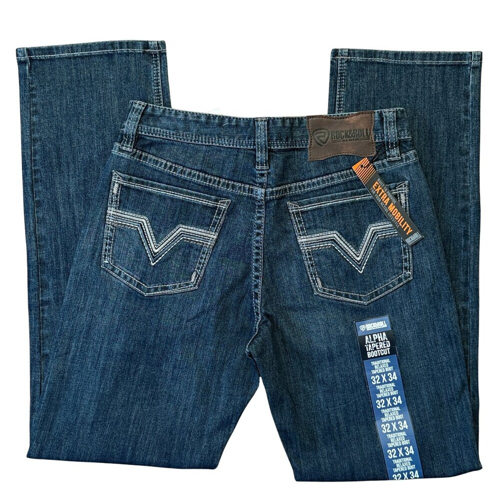 Rock & Roll Denim Men's Alpha High Rise Relaxed Stackable Bootcut Jeans 32x34